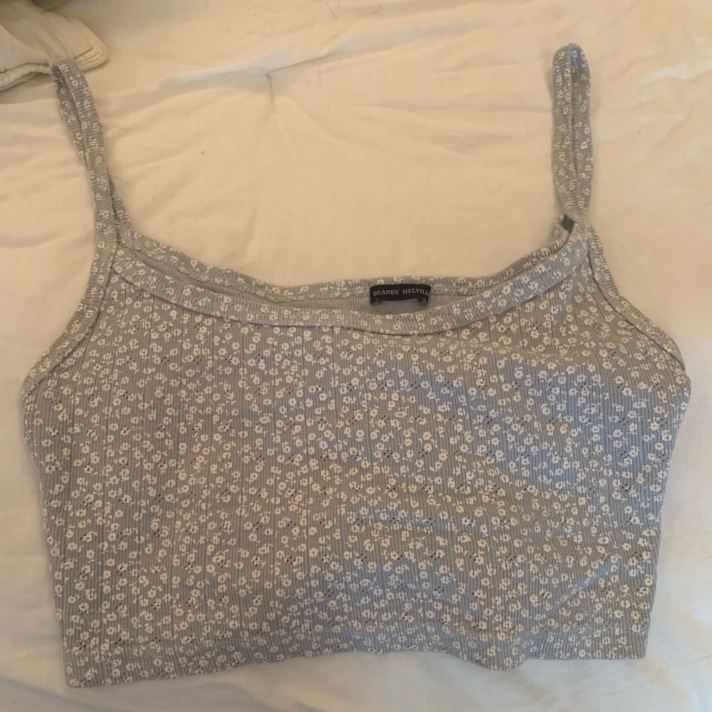 blue flower cropped brandy tank. barley worn and nothing wrong with it!